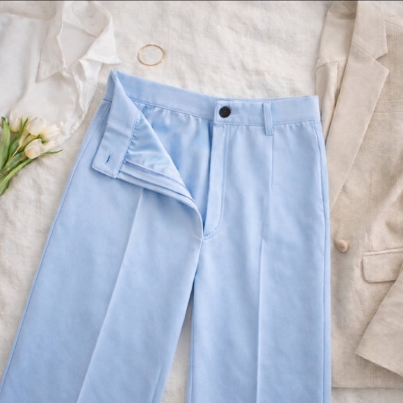 Harvé Benard NWT High-Rise Wide-Leg Trousers | Fully Lined Sky Blue - Picture 2 of 13